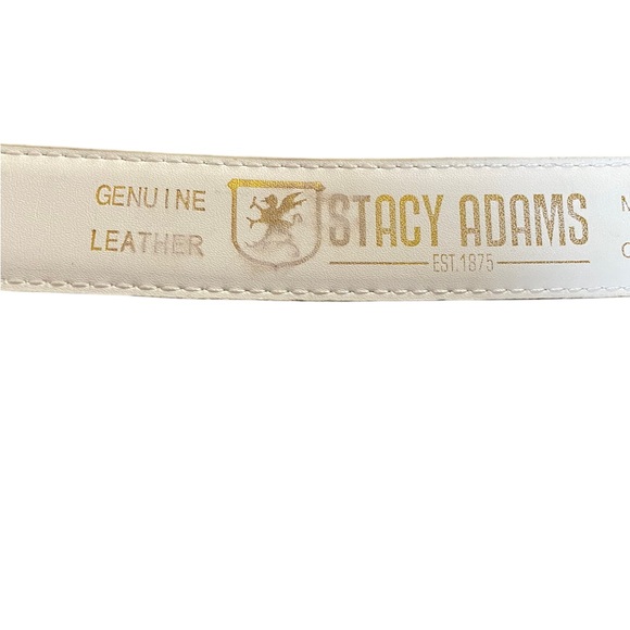 Elegant white leather belt by Stacy Adams Features a sleek silver buckle size 38 - Picture 7 of 9